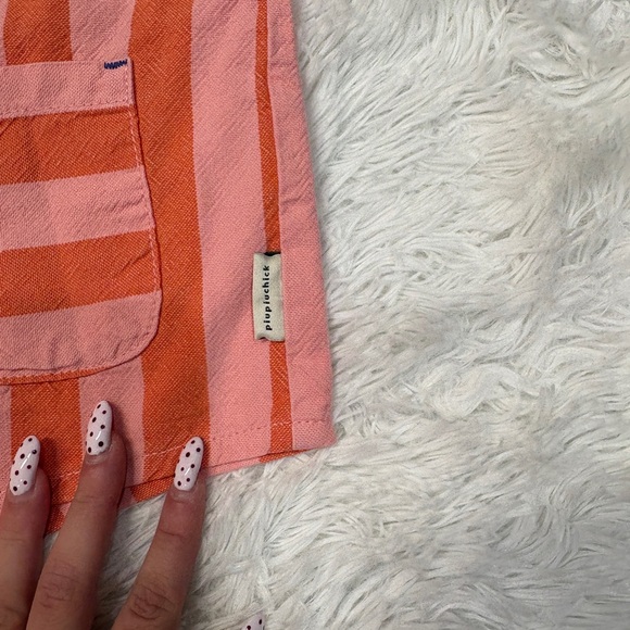 PIUPIUCHICK ORANGE & PINK STRIPES SHORT JUMPSUIT - Picture 6 of 6